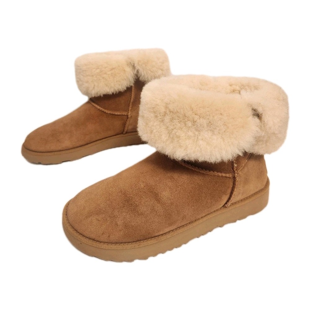 Ugg Australia Classic Cuff Short 1016418 Chestnut Sheepskin Suede Boots Women's
